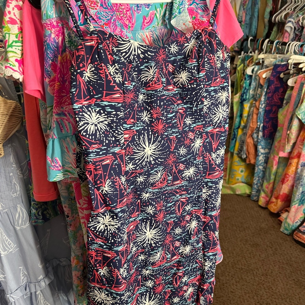 Lilly Pulitzer Navy and Pink Firework Dress